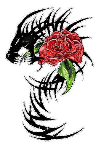 Black Dragon With Rose