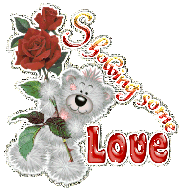 Tatty Teddy With Rose Showing Some Love Glitter