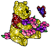 Glittering Pooh With Flowers And Butterfly