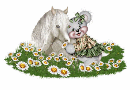 Glittered Bear And Flowers Graphic