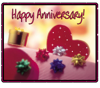 Happy Anniversary With Heart And Flowers Graphic