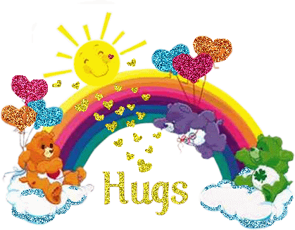 Hugs With Rainbow Graphic
