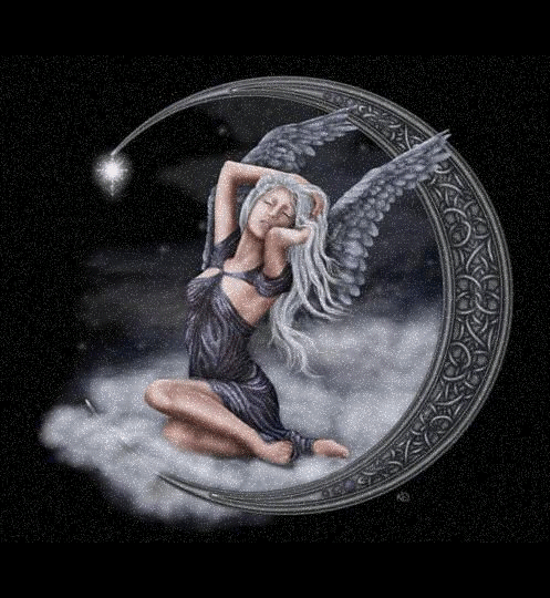 Black Angel On The Moon Glitter