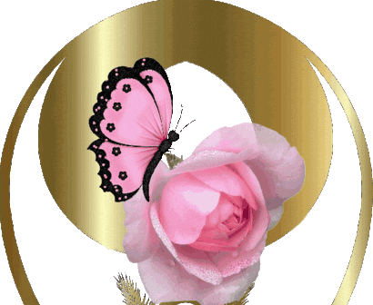 Butterfly With Glittering Pink Rose
