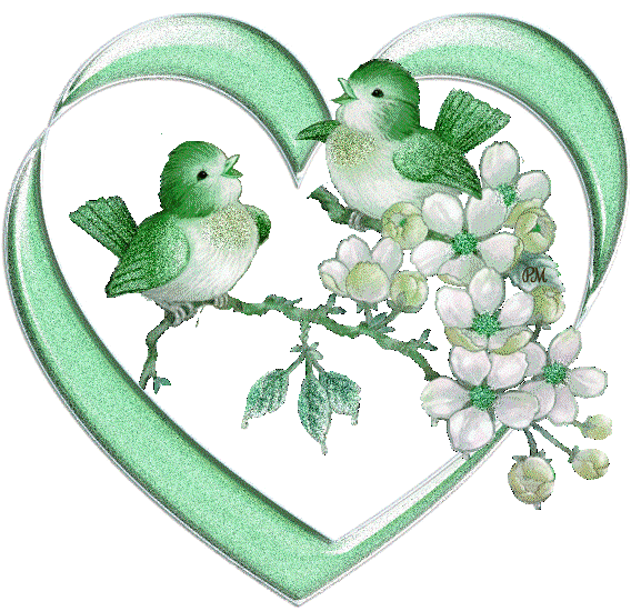 Love Birds In Glittering Heart