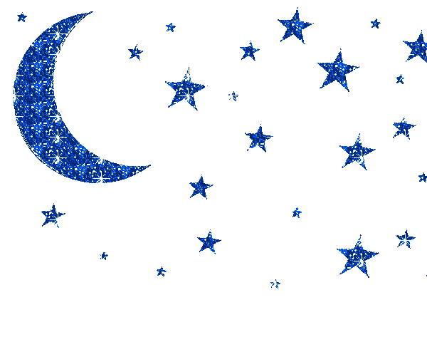 Twinkling Blue Stars And Moon
