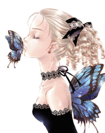 Beautiful Girl Kissing Butterfly Graphic