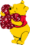 Cute Pooh With Heart Glitter