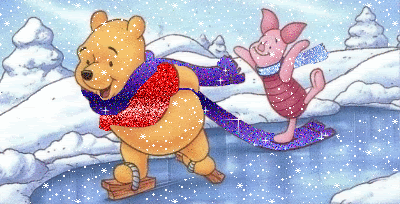 Pooh Having Fun In Snow Fall