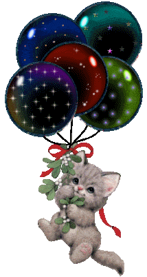 Cute Kitty Flying With Balloons