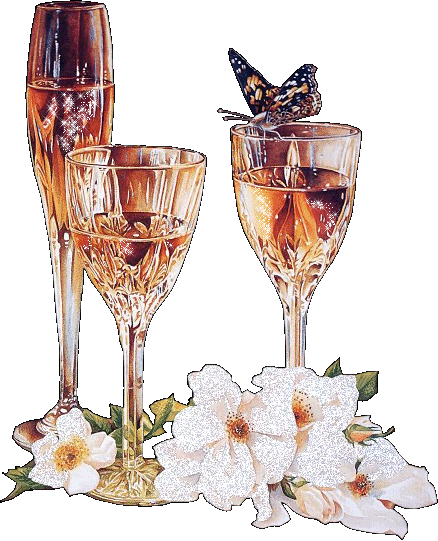 Flowers With Wine Glasses