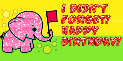 Lovely Elephant Happy Birthday Glitter