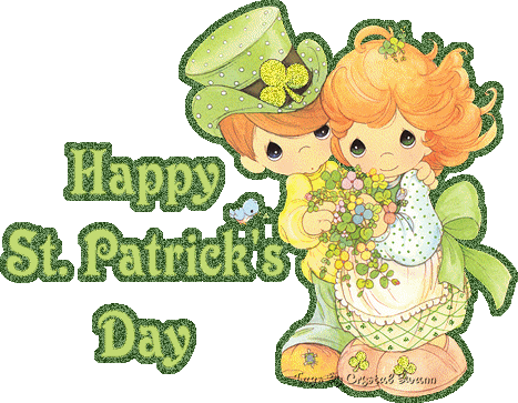 Happy St. Patrick’s Day wishes from charming kid couple glitter image