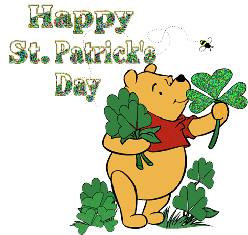 Winnie Pooh Wishes You Happy Saint Patrick's Day Glitter