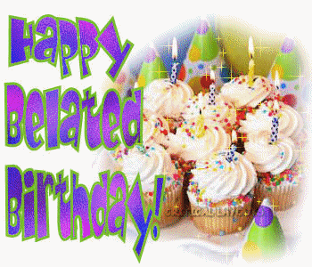 Happy Belated Birthday Cupcakes Graphic