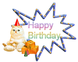 Happy Birthday Glitter Cute Cat Image !